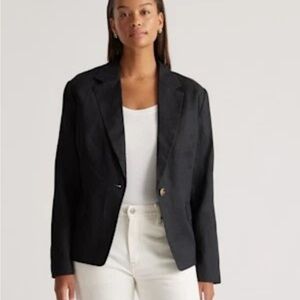 Quince European Linen Structured Blazer Black Women's sz Medium
